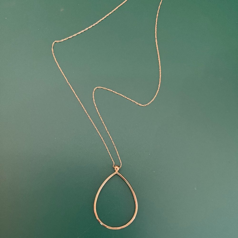 14K Solid Gold Teardrop Necklace
